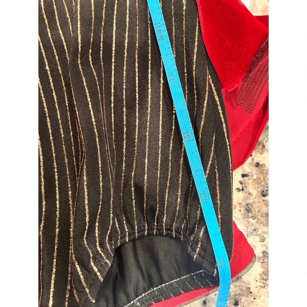 Dansco Dance Circus Ringmaster Costume Leotard with Tassels and Stripe Shorts